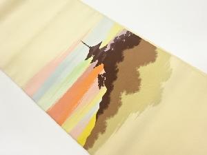 綴れ寺院風景模様織出し名古屋帯